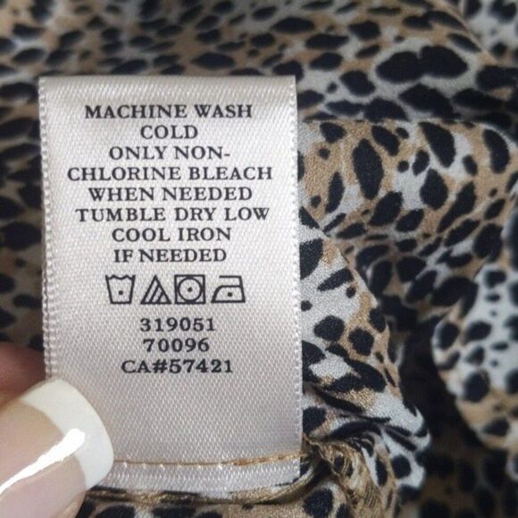 5/$55 Ann Taylor peplum side-zip top - sleeveless - animal print - black trim 8 - Picture 6 of 7